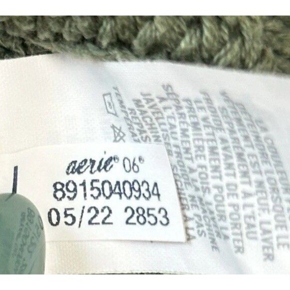 Aerie Oversized Cable Knit V Neck Pullover Slouchy Sweater Green Size XS - Picture 8 of 8